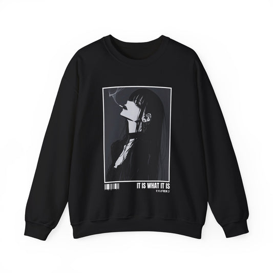 IT IS WHAT IT IS GIRL BLACK ROSE SWEATSHIRT